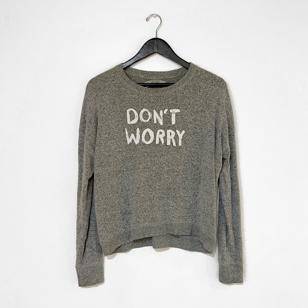 Abercrombie & Fitch Don't Worry Crewneck Sweater in Grey